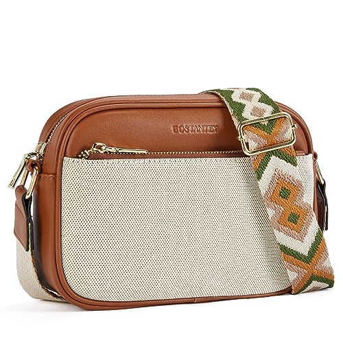 BOSTANTEN Damen Handy Umhängetasche, Crossbody Bag mit verstellbarem Breiter Gurt, PU Leder Gesteppte Umhängetasche für Damen von BOSTANTEN