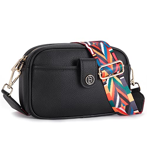 BOSTANTEN Damen Handy Umhängetasche, Crossbody Bag mit verstellbarem Breiter Gurt, PU Leder Gesteppte Umhängetasche für Damen von BOSTANTEN