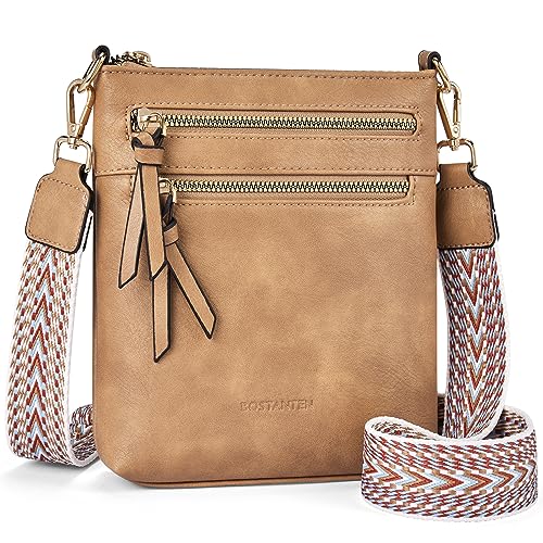 BOSTANTEN Damen Handy Umhängetasche, PU Leder Crossbody Schultertasche, Reißverschlusstasche Handtasche Damen Umhängetasche von BOSTANTEN