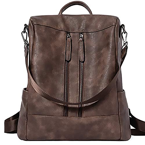 BOSTANTEN Damen Rucksack Klein Anti Diebstahl Rucksack Damen Freizeitrucksack Reise Handtasche aus Leder Rucksackhandtasche Tagesrucksack für Frauen Mädchen Kaffee 30.5 x 14 x 33cm von BOSTANTEN