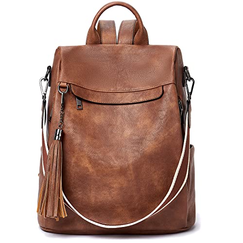 BOSTANTEN Damen Rucksack Leder Anti Diebstahl Reiserucksack 2 in 1 Schultertasche Groß Retro Braun BOSTANTEN Damen Rucksack Leder Anti Diebstahl Reiserucksack 2 in 1 Schultertasche Groß Retro Braun von BOSTANTEN