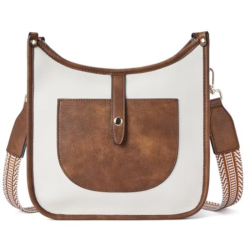 BOSTANTEN Damen Schultertasche,Umhängetasche Damen Klein Crossbody bag für Frauen Handtasche Beige mit Braun von BOSTANTEN