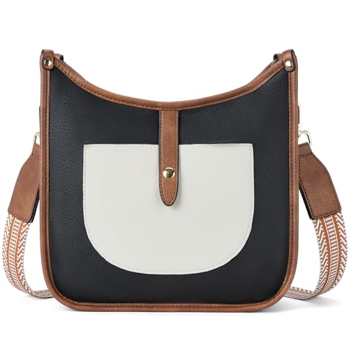 BOSTANTEN Damen Schultertasche,Umhängetasche Damen Klein Crossbody bag für Frauen Handtasche Beige mit Schwarz von BOSTANTEN