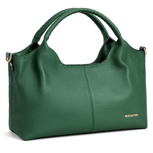 BOSTANTEN Damen Shopper Leder Handtasche Hobo taschen Top Griff Schultertasche Frauen Umhängetasche mit verstellbarem Riemen,Grün von BOSTANTEN