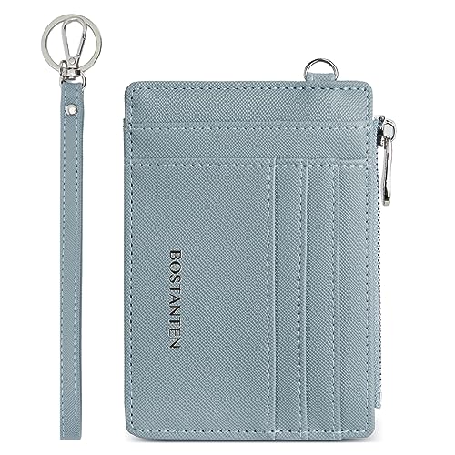 BOSTANTEN Geldbörse Damen Klein, PU Leder Kreditkartenetui RFID Schutz Geldbeutel Damen Kartenetui mit Münzfach, Mini Frauen Portemonnaie Kartenhalter Slim Wallet(Blau) von BOSTANTEN