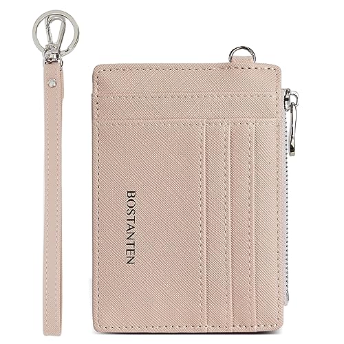 BOSTANTEN Geldbörse Damen Klein, PU Leder Kreditkartenetui RFID Schutz Geldbeutel Damen Kartenetui mit Münzfach, Mini Frauen Portemonnaie Kartenhalter Slim Wallet(Rosa) von BOSTANTEN