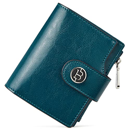 BOSTANTEN Geldbörse Damen Klein, Portemonnaie Damen Geldbeutel Frauen Kunstleder RFID-Schutz Slim Wallet mit Münzfach(Pfauenblau) von BOSTANTEN