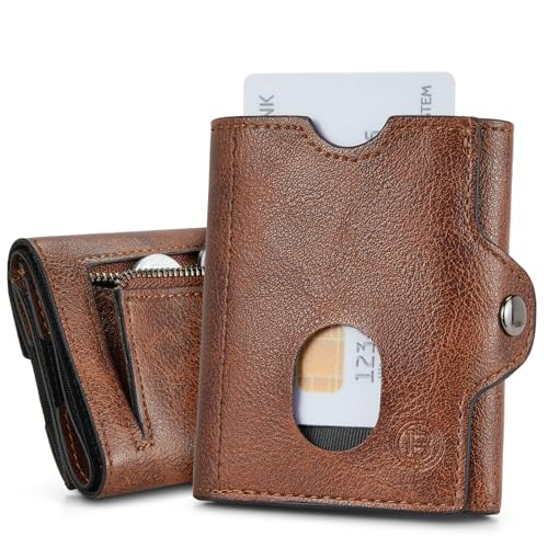 BOSTANTEN Geldbörse Herren, Slim Wallet mit Münzfach für Herren & Damen, RFID-Schutz Kartenetui Kreditkartenetui, Klein Portemonnaie Mini Smart Wallets for Men,Braun von BOSTANTEN