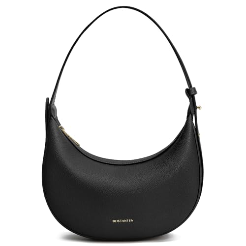 BOSTANTEN Handtasche Damen Klein Umhängetasche Crossbody Hobo Bag for Women PU Leder Schultertasche Damen Klein Handtaschen mit Verstellbares Riemen,Schwarz von BOSTANTEN