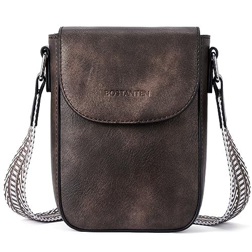 BOSTANTEN Handy Umhängetasche Damen, Handytasche zum Umhängen Leder, Handytasche mit Geldbörse zum Umhängen, Handtasche damen umhängetasche Kaffee von BOSTANTEN