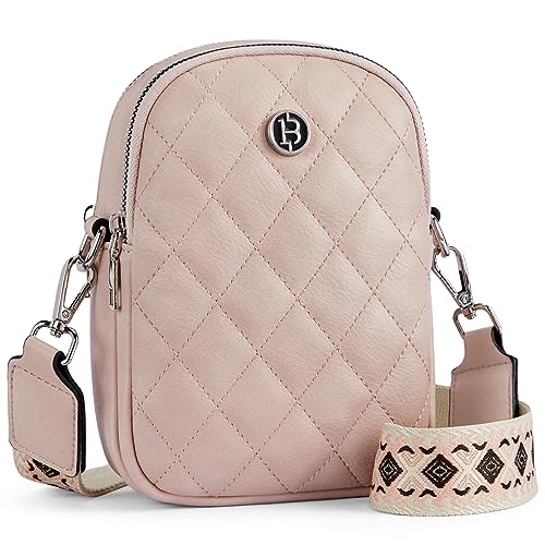 BOSTANTEN Handy Umhängetasche Damen, Handytasche zum Umhängen Leder, Kleine Crossbody Handytasche mit Geldbörse zum Umhängen, Handtasche damen umhängetasche Rosa von BOSTANTEN