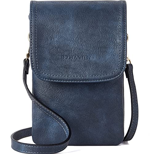 BOSTANTEN Handytasche zum Umhängen Leder, Handy Umhängetasche Damen, Handytasche mit Geldbörse zum Umhängen, handtasche damen umhängetasche für Designer Blau von BOSTANTEN