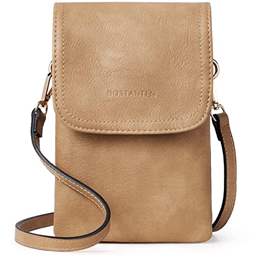 BOSTANTEN Klein Handytasche zum Umhängen, PU Leder Handy Umhängetasche Damen, Handytasche mit Geldbörse zum Umhängen, handtasche damen umhängetasche für Designer Braun von BOSTANTEN