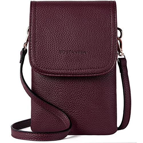 BOSTANTEN Handytasche zum Umhängen Leder, Handy Umhängetasche Damen, Handytasche mit Geldbörse zum Umhängen, Handtasche Damen umhängetasche für Designer Rot von BOSTANTEN