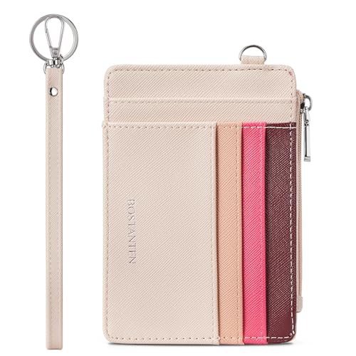 BOSTANTEN Kartenetui Damen, Mini Geldbörse Damen Portemonnaie Klein PU Leder,Wallet for Women,Rosa gemischt von BOSTANTEN