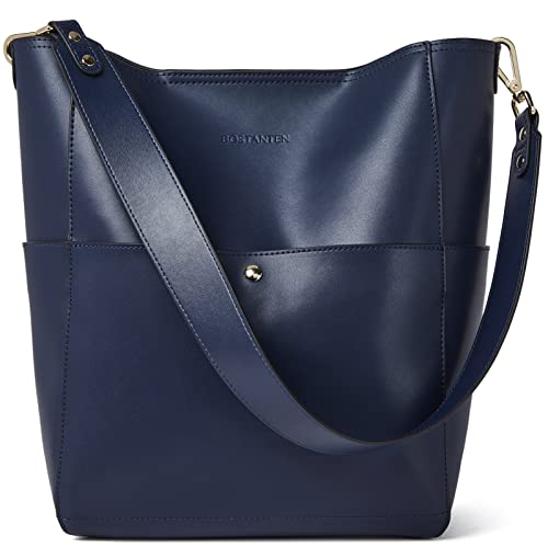 BOSTANTEN Leder Damen Handtasche Schultertasche Designer Umhängetasche Tasche Groß Dunkelblau von BOSTANTEN