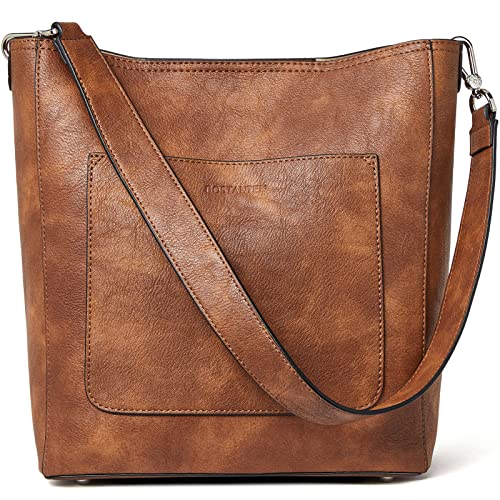 BOSTANTEN Leder Damen Handtasche Schultertasche Groß Umhängetasche Designer HoboTaschen mit Zwei Trageriemen Braun von BOSTANTEN