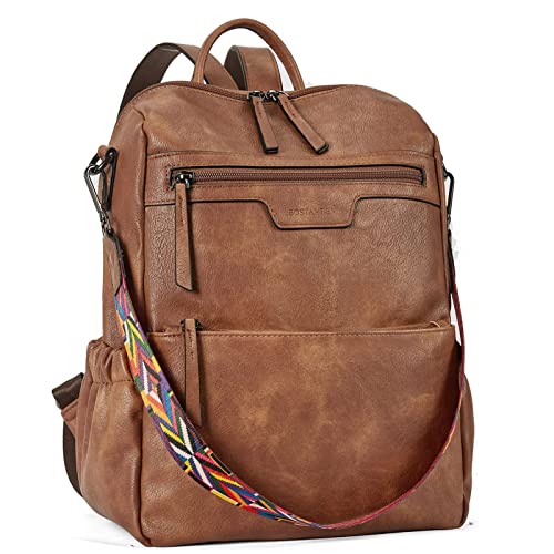 BOSTANTEN Leder Rucksack Damen Freizeitrucksack Reise Handtasche Rucksackhandtasche Tagesrucksack für Frauen Mädchen Braun von BOSTANTEN