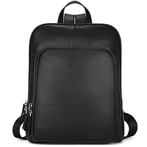 BOSTANTEN Leder Rucksack Damen Reiserucksack Tagesrucksack Casual Backpack Daypacks Schwarz von BOSTANTEN