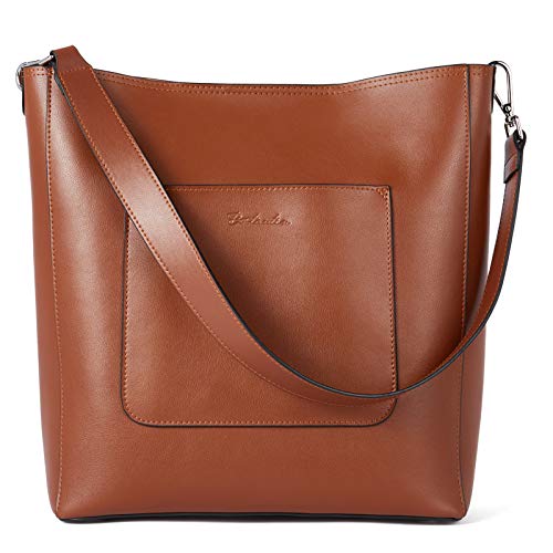 BOSTANTEN Leder Schultertaschen Damen Handtasche Designer Hobo Taschen Braun Beuteltasche groß Umhängetasche mit 2 Schulterriemen von BOSTANTEN