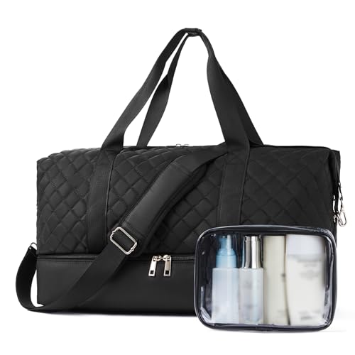 BOSTANTEN Reisetasche Damen Sporttasche mit Schuhfach Handgepäck Tasche Faltbare Weekender Bag Travel Bag Duffle Bag Fitnesstasche Trainingstasche Gym Bag für Reise Flugzeug mit Kosmetiktasche von BOSTANTEN