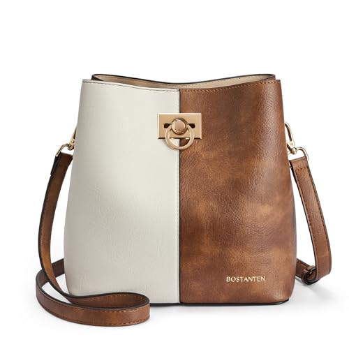 BOSTANTEN Handtasche Damen Veganes Leder Umhängentasche Klein Crossbody Bag handytasche zum umhängen für Frauen Bucket Tasche Abnehmbares Schultergurt von BOSTANTEN