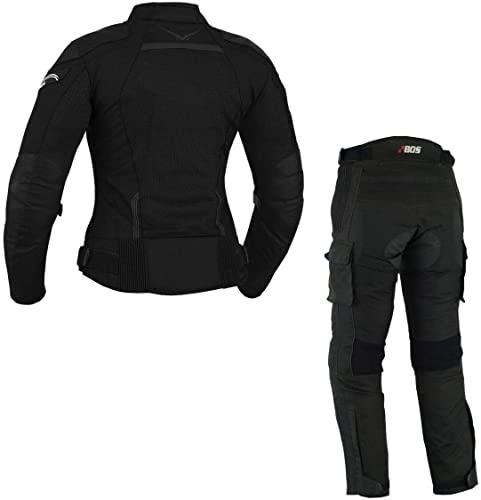 BOSmoto DAMEN MOTORRADKOMBI JACKE + HOSE + HANDSCHUHEN - BIKE MOTORRAD ROCKER TOURING,Sommer (XL) von BOSmoto