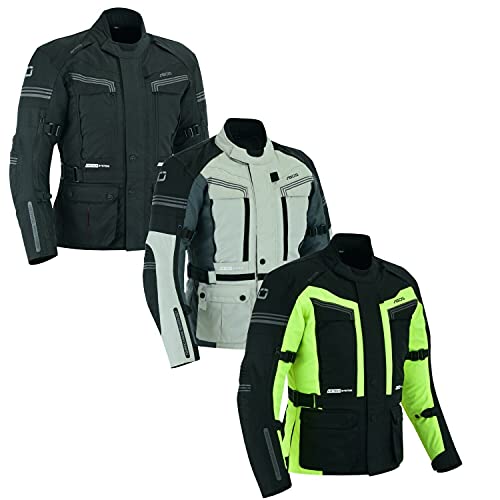 BOSmoto Herren Touren Motorradjacke Textil schwarz, Motorradjacke touren Herren, Protektoren, Roller Jacke, Wasserdicht Motorradbekleidung, (2XL, Grau) von BOSmoto