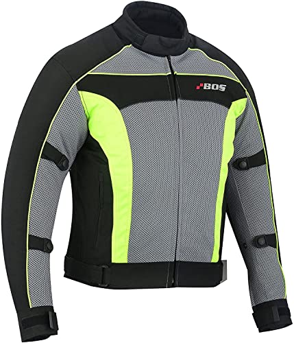 BOSmoto Motorrad Sommer Jacke herren mit protektoren, Airmesh motorradjacke (M, Neon Grün) von BOSmoto