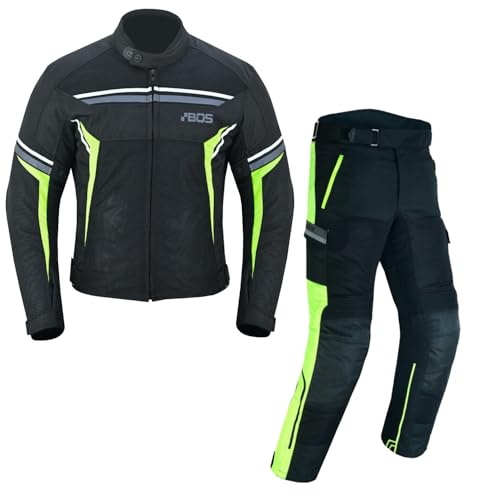 BOSmoto Motorrad Textil Kombi,Herren Motorrad Textil Kombi Kombi – Jacke + Hose für den Sommer,Motorrad Textil Jacke und Hose,MotorradKombi,Motorrad Jacke und Hose (GREEN, M) von BOSmoto