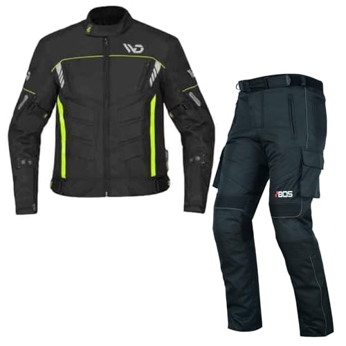 BOSmoto Motorradanzug Textil mit CE Protektoren für Herren,Herren Motorrad Textil kombi, Textil Motorradanzug mit Reflektoren und Protektoren (GREEN, M) von BOSmoto