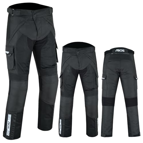 BOSmoto Motorradhose Herren mit Protektoren – Robuste Textil Cargohose mit Cargo-Taschen – Schwarz, Innenfutter herausnehmbar (DE/NL/SE/PL, Alphanumerisch, 4XL, Regular, Regular, Black) von BOSmoto