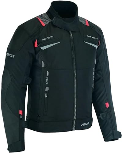 BOSmoto Motorradjacke Herren, Belüftung Reißverschluss, Atmungsaktive Sommer Mesh Motorcycle Stadt Textiljacke Männer mit CE Schulter Ellbogen und Rückenprotektoren, Stretch (5XL), Schwarz, Biker-22 von BOSmoto