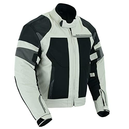 BOSmoto Motorradjacke Herren | Leichte, Atmungsaktive Sommer Mesh Motorcycle Stadt Textiljacke Männer mit CE Schulter Ellbogen und Rückenprotektoren, Breitenverstellung, Grau, Schwarz (5XL) von BOSmoto