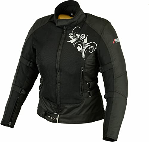 BOSmoto Motorradjacke Damen| Leichte, Atmungsaktive Sommer Mesh Motorcycle Stadt Textiljacke Männer mit CE Schulter Ellbogen und Rückenprotektoren, Breitenverstellung (L, Rani) von BOSmoto