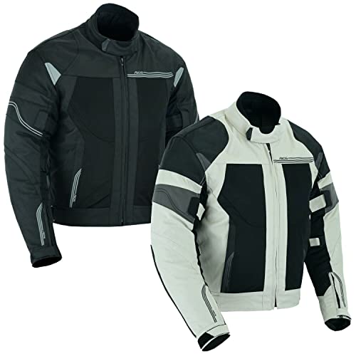 BOSmoto Motorradjacke Sommer Herren Mesh Mit Protektoren Air Flow (4XL, Grau) von BOSmoto