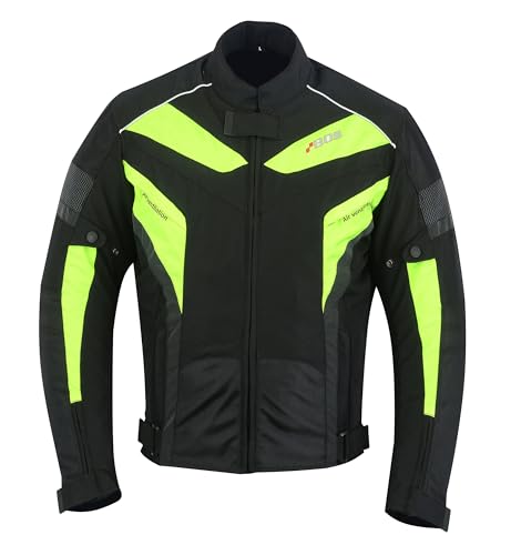 BOSmoto Motorradjacke - Sommer Winter Motorrad Roller Jacke Protektorenjacke Textil Herren Wasserdicht mit Protektoren, 2080kombi (Jacke, L), Schwarz, 2081-neon-6166-15-02-22 von BOSmoto