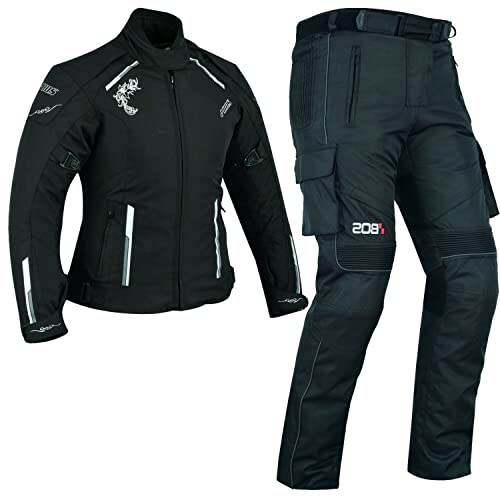 BOSmoto Motorradjacke -Unique- Motorrad Damen Wasserdicht Jacke mit Protektoren Sommer Winter Textil Frauen (L, Hosen), 03-02-22-8795-blk+6066 von BOSmoto