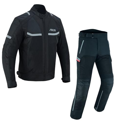 BOSmoto Motorradkombi Textil mit Protektoren 2-teiler Motorradjacke & Motorradhose, atmungsaktiv & wasserdicht,Herren Motorrad Textil kombi,Motorrad Jacke und Hose (BLACK, 5XL) von BOSmoto