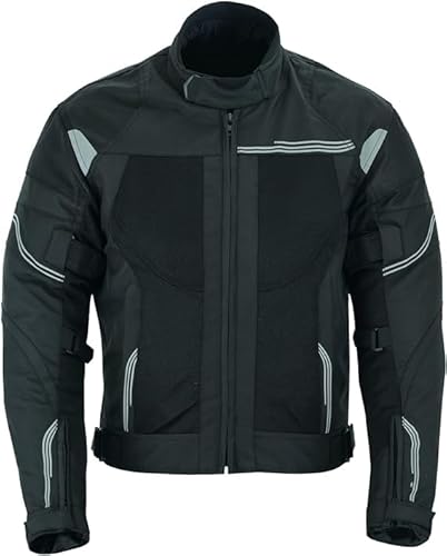 BOSmoto leichte Motorradjacke herren, Sommer Jacke mit Protektoren, Schwarz Reflektoren, (2XL) von BOSmoto