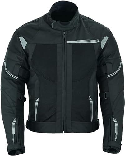 BOSmoto leichte Motorradjacke herren, Sommer Jacke mit Protektoren, Schwarz Reflektoren, (4XL) von BOSmoto