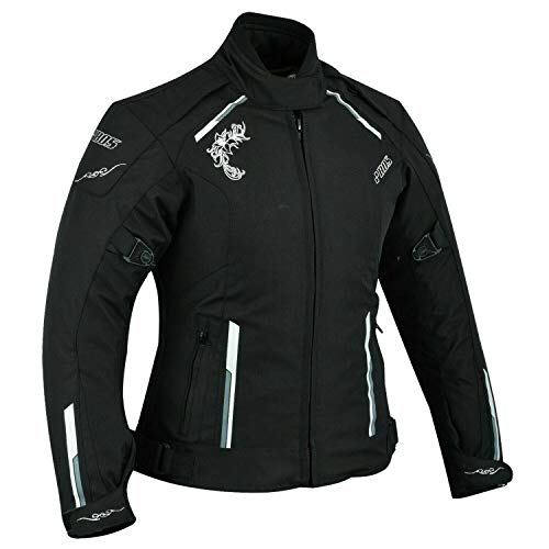 Damen wasserdicht Motorradjacke (XS, Schwarz) von BOSmoto