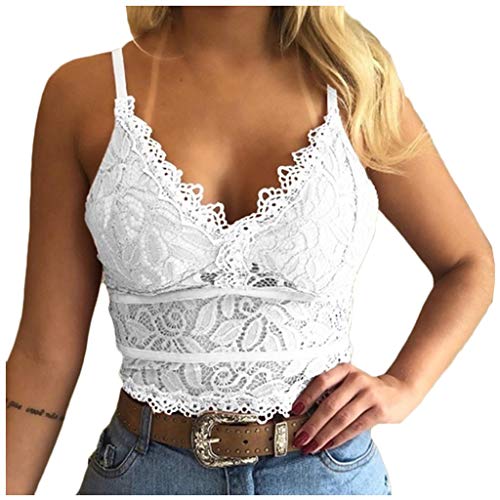 BH Damen Ohne Bügel Push Up Spitze Sports Unterwäsche Bauchfrei Camilose Top Sexy Cami Crop Tops Bralettes Spaghettiträger Cropped Oberteil Atmungsaktiver Bequem Für Yoga Fitness-Training von BOTCAM