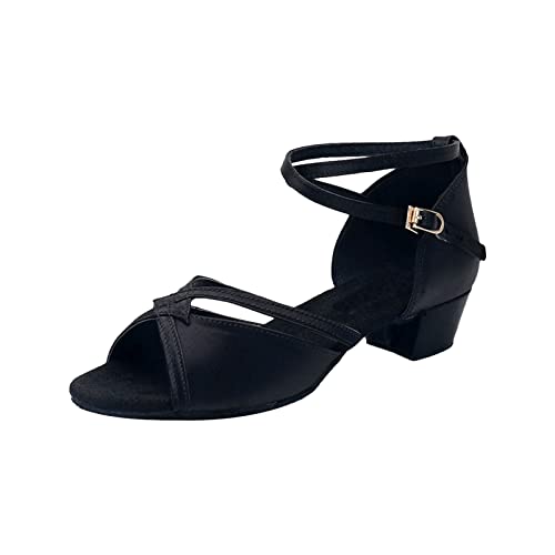 BOTCAM 292004001 Mädchen Strass Ballsaal Latein Tango Tanzschuhe Absatzschuhe Ballsaal Schuhe Tanzschuhe Sneaker Mädchen 41 (Black, 34.5 Big Kids) von BOTCAM