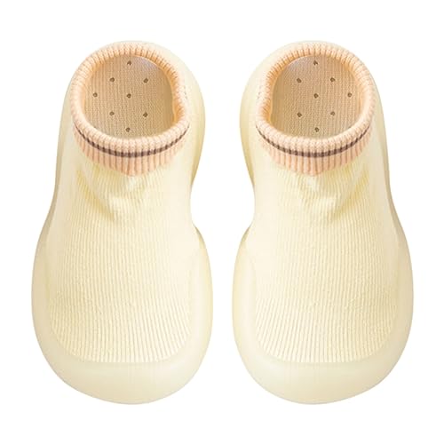 BOTCAM Baby Mädchen Indoor Atmungsaktive Wanderschuhe Warme Elastische Socken Schuhe Outdoor Turnschuhe Reitstiefel (Beige, 25 Toddler) von BOTCAM
