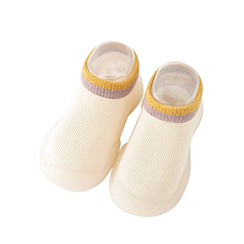 BOTCAM Babys Kleidung Und Mädchen Boden Sport Socken Schuhe Einfarbig Leicht Und Bequem Kinder Mädchen Schuhe Sommer (Beige, 22.5 Toddler) von BOTCAM
