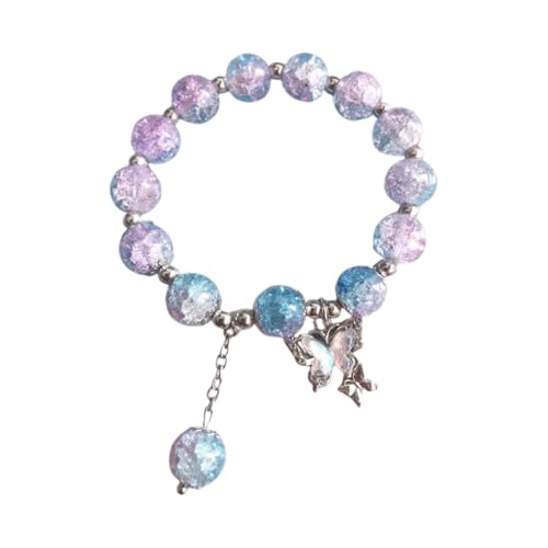 BOTCAM Butterfly Colored Glaze Bracelet Handmade Beads Female Bracelet Ice Crack Broken Flower Beads Armbänder Für Kinder Mädchen von BOTCAM