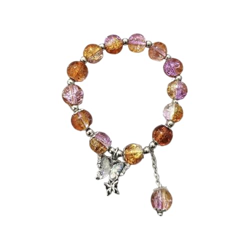 BOTCAM Butterfly Colored Glaze Bracelet Handmade Beads Female Bracelet Ice Crack Broken Flower Beads Armbänder Für Kinder Mädchen von BOTCAM