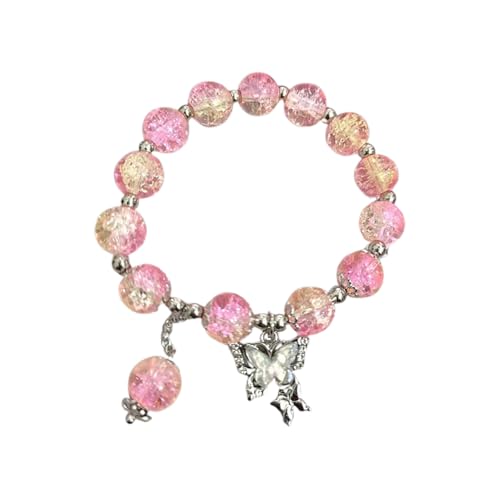 BOTCAM Butterfly Colored Glaze Bracelet Handmade Beads Female Bracelet Ice Crack Broken Flower Beads Armbänder Für Kinder Mädchen von BOTCAM