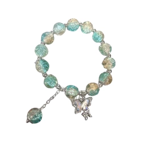 BOTCAM Butterfly Colored Glaze Bracelet Handmade Beads Female Bracelet Ice Crack Broken Flower Beads Armbänder Für Kinder Mädchen von BOTCAM
